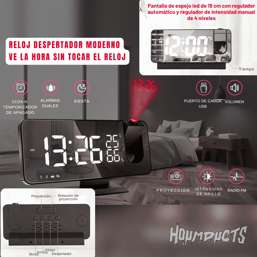 SKYWAKE | RELOJ DESPERTADOR DIGITAL DE PROYECCION